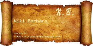 Niki Barbara névjegykártya